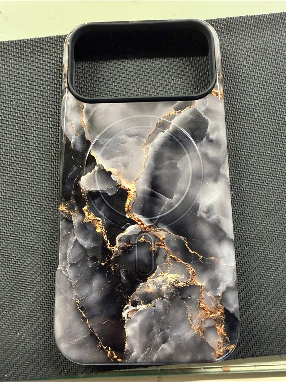 Black Marble Phone Case with Gold Veining - Magnetic Compatible